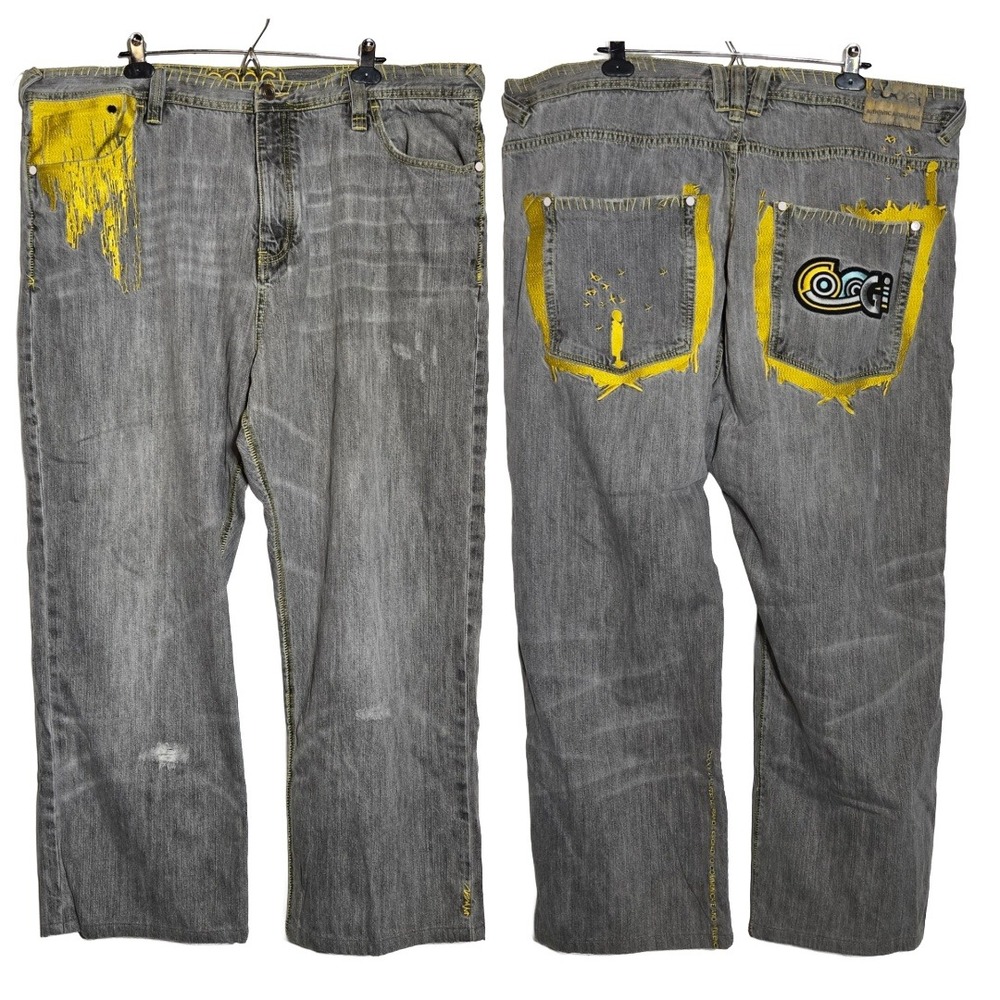 Coogi Mens Embroidered Baggy Jeans 46x36 Y2K Hip Hop Streetwear Indie Urban Edgy